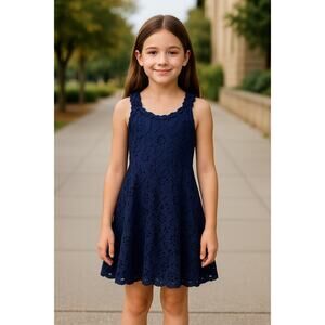 Bonnie Jean Girls Dress Size 5 Lace Navy Blue